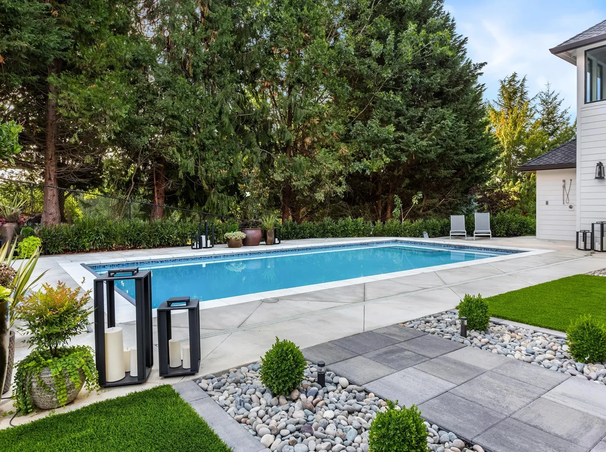 Service inspiration: concrete paving and planting around an outdoor living space.